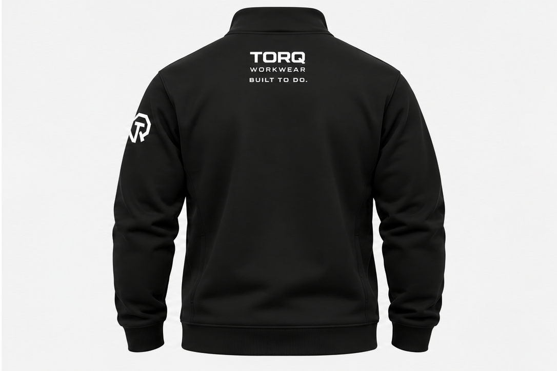 TORQ Summit Tradie Quarter Zip in Black, back