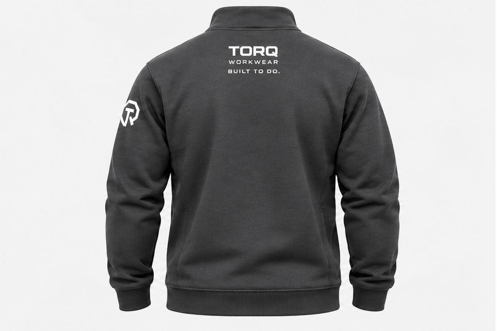 TORQ Summit Tradie Quarter Zip in Charcoal, back